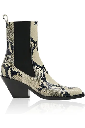 Khaite Austin Pyhton-Effect Leather Ankle Boots - - IT 36 - Moda Operandi
