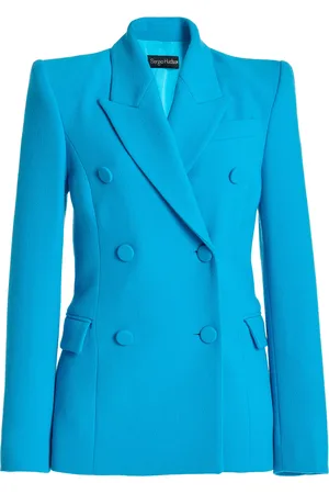 Sergio Hudson Double-Breasted Wool Crepe Blazer Jacket - - US 2 - Moda Operandi