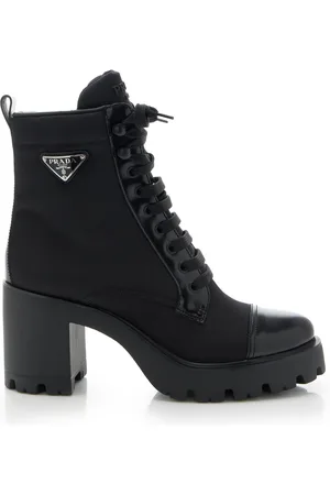 Prada Monolith Leather and Nylon Ankle Boots - - IT 39 - Moda Operandi
