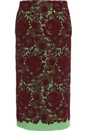 VALENTINO GARAVANI Lace-Detailed Cotton-Blend Midi Skirt - - IT 40 - Moda Operandi