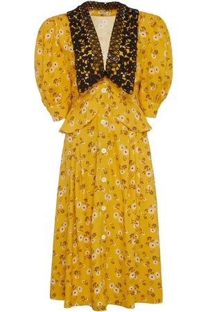 Miu Miu Printed Peplum Midi Dress - - IT 36 - Moda Operandi