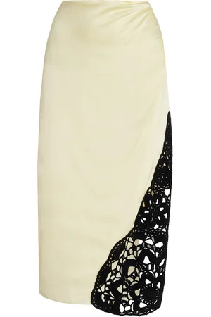 Alejandra Alonso Rojas Crochet-Detailed Silk Midi Skirt - - US 4 - Moda Operandi