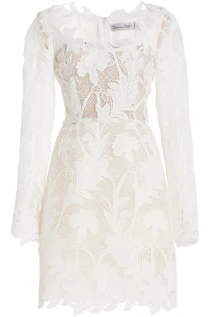 Oscar de la Renta Marbled Carnation Guipure Mini Dress - - US 4 - Moda Operandi