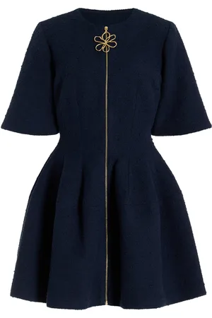 Oscar de la Renta Zip-Front Cotton-Wool Tweed Mini Dress - - US 2 - Moda Operandi