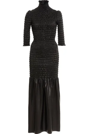 Givenchy Smocked Leather Midi Dress - - FR 40 - Moda Operandi