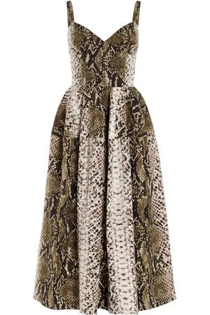 Oscar de la Renta Snake-Effect Cotton Midi Dress - - US 6 - Moda Operandi