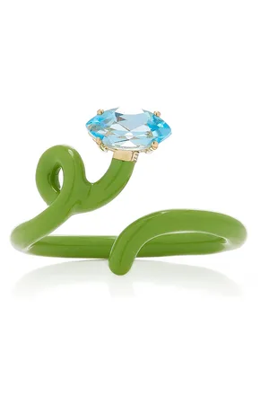BEA BONGIASCA Baby Vine Enameled 9K Yellow Gold; Silver Topaz Ring - - US 6 - Moda Operandi - Gifts For Her