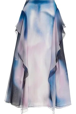 DEL CORE Winged Ruffle-Detailed Silk Midi Skirt - - IT 38 - Moda Operandi