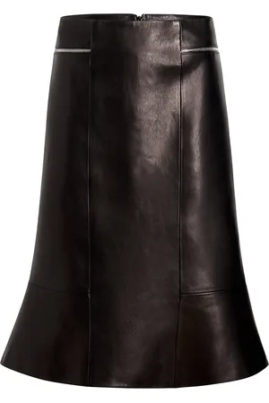 Khaite Francine Flared Leather Midi Skirt - - US 2 - Moda Operandi