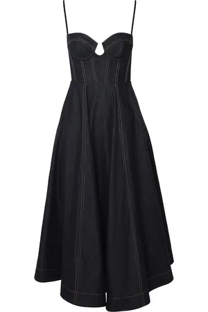 ZIMMERMANN Crush Denim Corset Midi Dress - - 0 - Moda Operandi