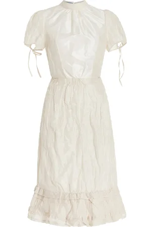 Prada Tie-Detailed Cotton-Silk Midi Dress - - IT 40 - Moda Operandi