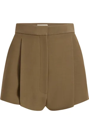 Khaite Calman Pleated Woven Shorts - - US 8 - Moda Operandi