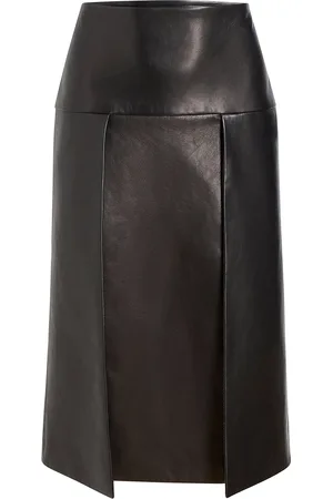 Khaite Kidd Pleated Leather Midi Skirt - - US 2 - Moda Operandi