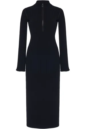 Moncler Half-Zip Knit Crepe Midi Dress - - XS - Moda Operandi
