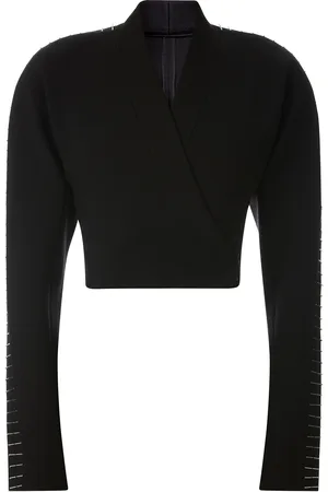 Alaïa Pin-Detailed Wool-Blend Cropped Wrap Jacket - - FR 38 - Moda Operandi