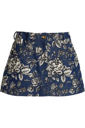 Oscar de la Renta Printed Stretch-Denim Mini Skirt - - US 2 - Moda Operandi