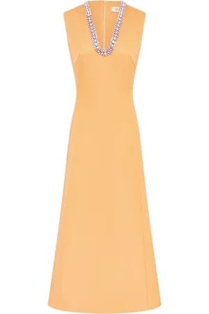 LEO LIN Nicola Embellished Midi Dress - Ochre - - AU 14 - Moda Operandi