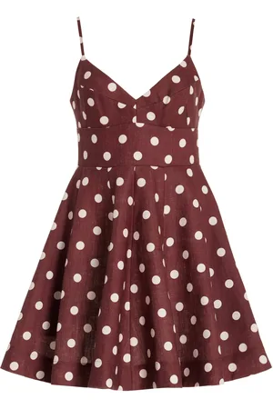ZIMMERMANN Acacia Polka-Dot Linen Fit-and-Flare Mini Dress - - 2 - Moda Operandi