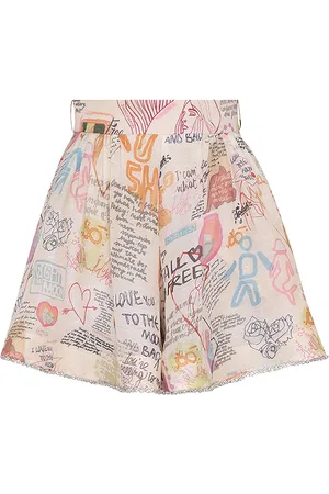 ZIMMERMANN Crush Belted Linen-Silk Shorts - - 2 - Moda Operandi