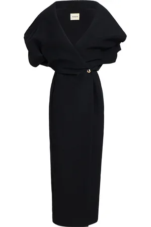 Khaite Truman Wrapped Crepe Midi Dress - - US 0 - Moda Operandi