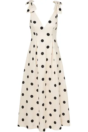 ZIMMERMANN Crush Polka-Dot Linen Midi Dress - Black/white - 0 - Moda Operandi