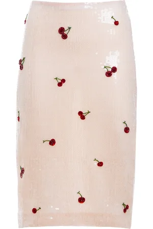 Des Phemmes Cherry-Sequined Midi Skirt - - IT 38 - Moda Operandi