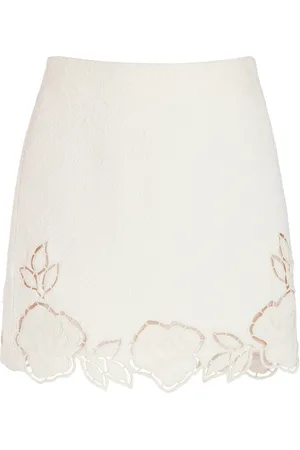 Oscar de la Renta Floral-Cutout Tweed Mini Skirt - - US 0 - Moda Operandi