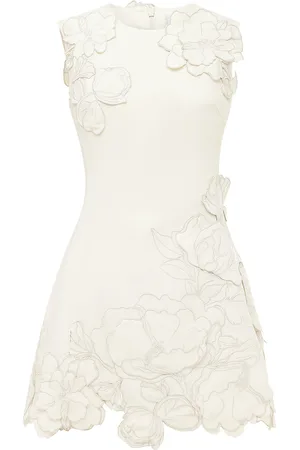LEO LIN Chloe Floral-Appliquéd Crepe Mini Dress - - AU 10 - Moda Operandi