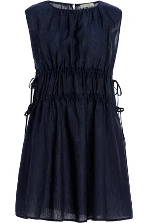 ASCENO The Como Gathered Linen Mini Dress - - XS - Moda Operandi