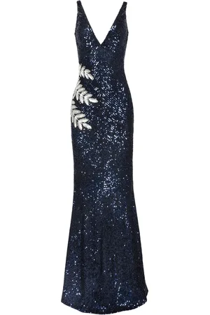 Naeem Khan Leaf-Embellished Sequined Gown - - US 6 - Moda Operandi