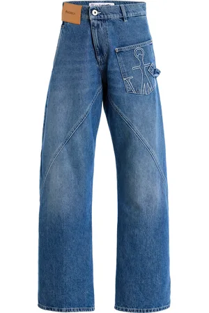J.W.Anderson Strap-Detailed Rigid High-Rise Wide-Leg Jeans - - 27 - Moda Operandi