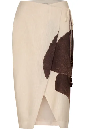 Andres Otalora Flashed Wrapped Linen Midi Skirt - - US 6 - Moda Operandi