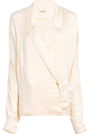Khaite Garth Wrap-Front Satin Blouse - - XS - Moda Operandi