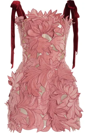 Oscar de la Renta Bow-Detailed Lace Mini Dress - - US 6 - Moda Operandi