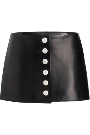 Khaite Jaxon Button-Front Leather Mini Skirt - - US 2 - Moda Operandi