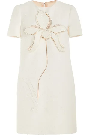 Oscar de la Renta Embroidered Cotton-Wool Tweed Mini Dress - - US 0 - Moda Operandi