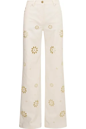LOVESHACKFANCY Carolette Floral-Cutout Cotton-Blend Straight-Leg Pants - - 28 - Moda Operandi