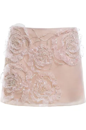 Des Phemmes Floral-Embellished Tulle Mini Skirt - - IT 40 - Moda Operandi