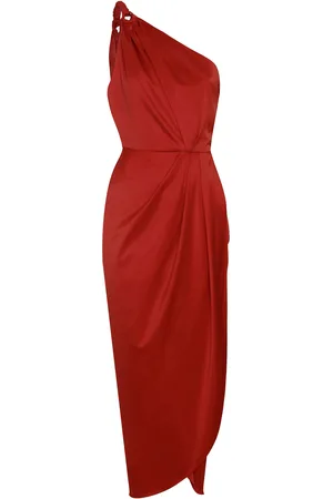Andres Otalora Siluetas Asymmetric Satin Midi Dress - - S - Moda Operandi