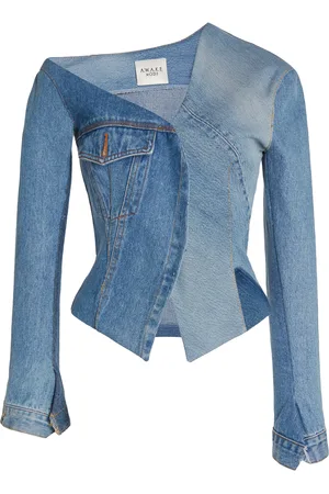 A.W.A.K.E. MODE Upcycled Denim Off-the-Shoulder Top - - FR 36 - Moda Operandi