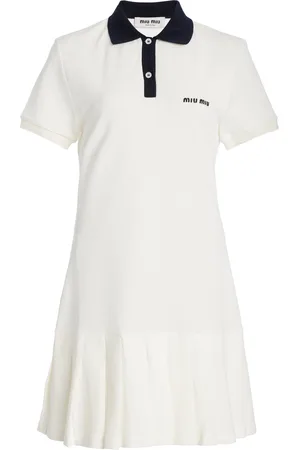 Miu Miu Pleated Cotton Polo Mini Dress - - XS - Moda Operandi