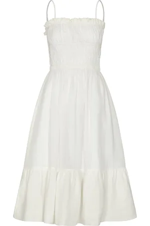 Andres Otalora Un Romance Gathered Linen Midi Dress - - US 6 - Moda Operandi