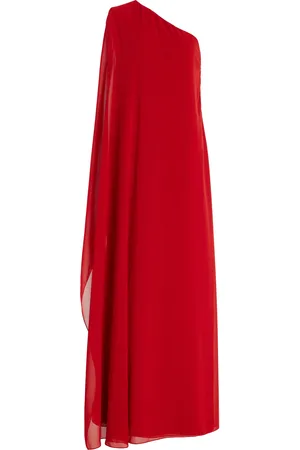 Andres Otalora Asymmetric Georgette Maxi Cape Dress - - US 0 - Moda Operandi