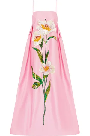 LEO LIN Frances Applique Maxi Dress - Camelia Print - - AU 6 - Moda Operandi