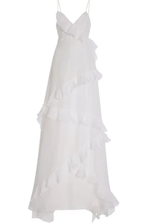 Francesca Miranda Mattina Asymmetric Ruffled Cotton Maxi Dress - - US 0 - Moda Operandi