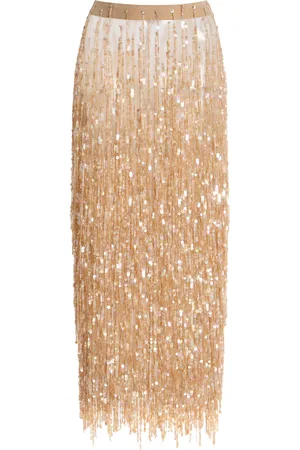 LAPOINTE Sequined-Fringe Midi Skirt - - US 0 - Moda Operandi