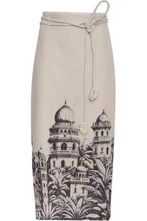 Andres Otalora Mohabbat Belted Linen Midi Skirt - - XL - Moda Operandi
