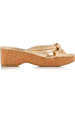 Jimmy Choo Avenue Metallic-Leather Wedge Sandals - - IT 36 - Moda Operandi