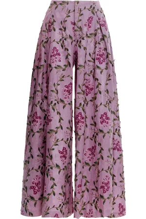Agua by Agua Bendita Marea Floral Linen Wide-Leg Pants - - M - Moda Operandi