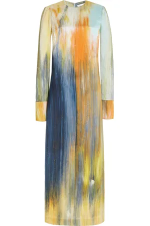 Oscar de la Renta Printed Satin Midi Dress - - US 2 - Moda Operandi